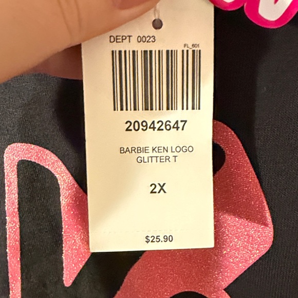 Barbie Black Tee with Pink Ken Logo - Picture 4 of 8